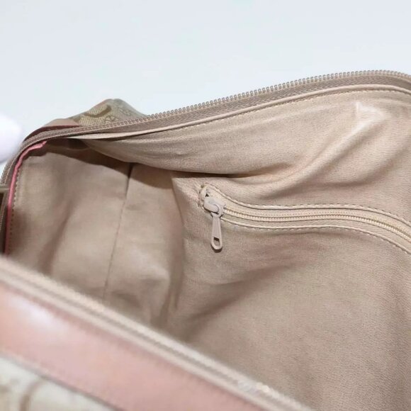 CELINE C Macadam Canvas Hand Bag PVC Leather Beige Auth 90593 - Picture 13 of 16